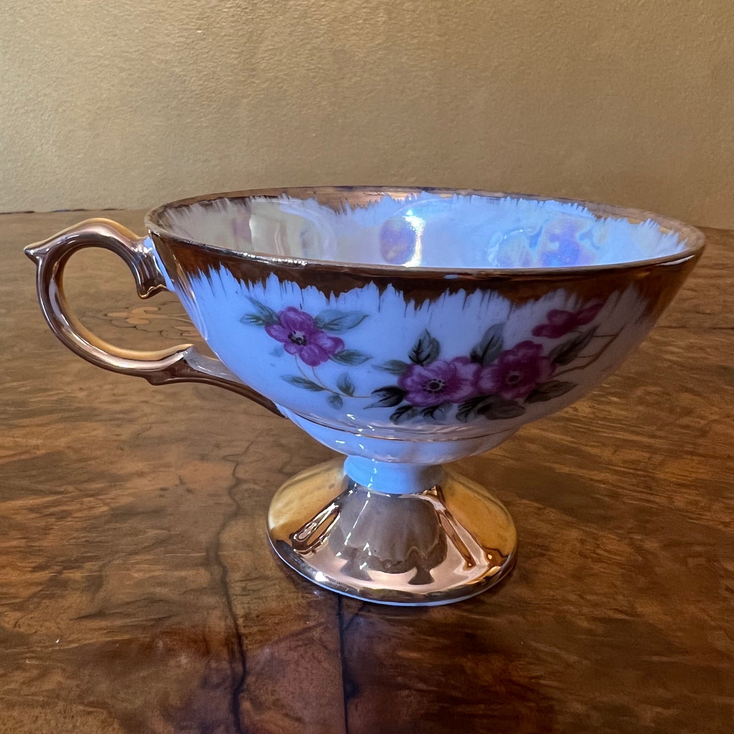 Vintage Lustre Ware Hand Painted Tea Cup & Saucer