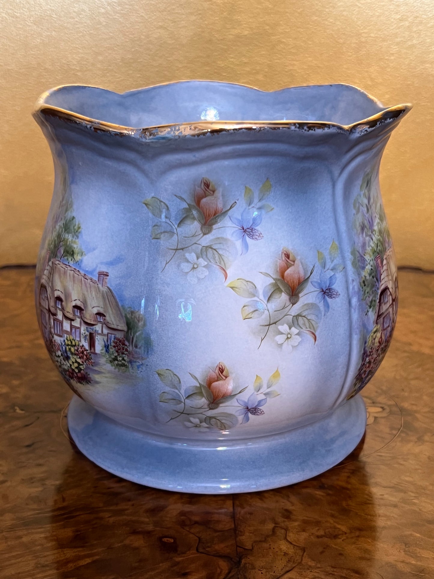 Vintage Cottage Print Plant Potter or Vase