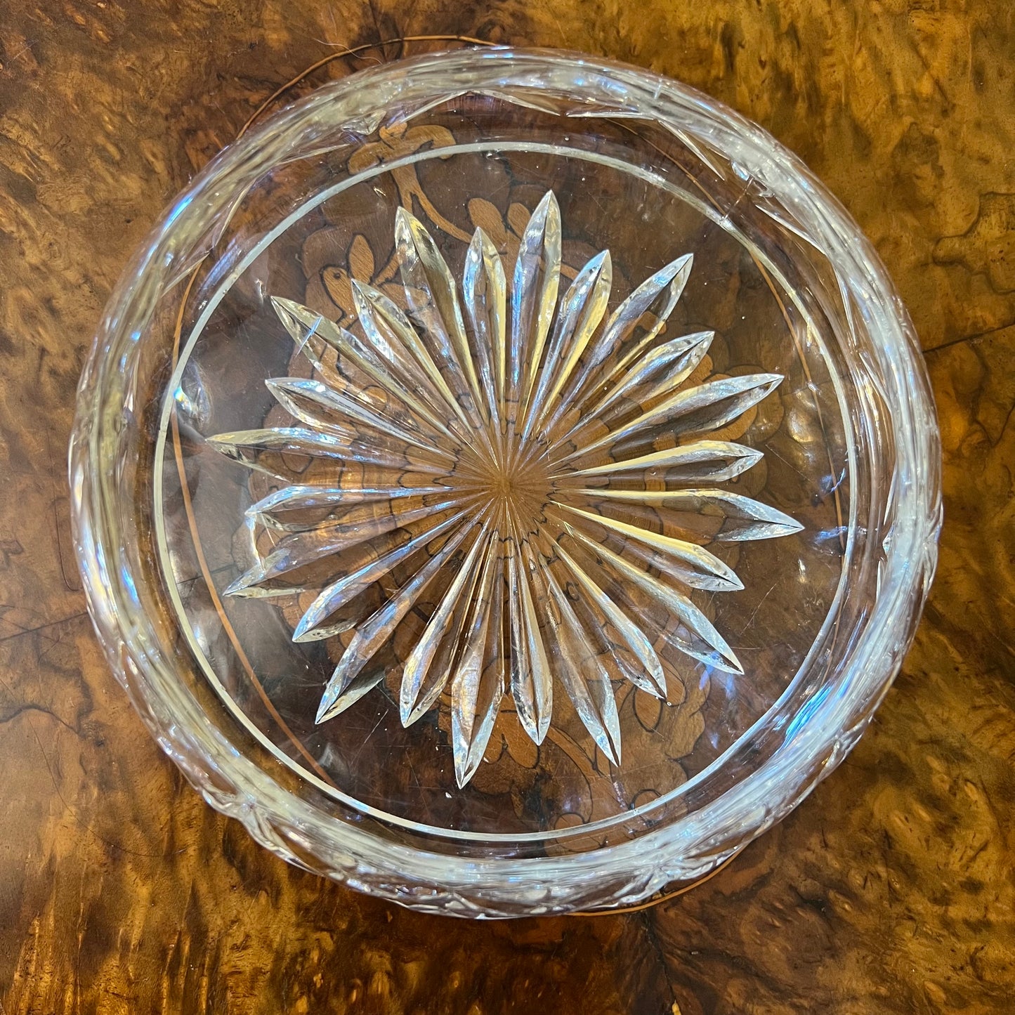 Vintage Crystal Round Bowl With Lid