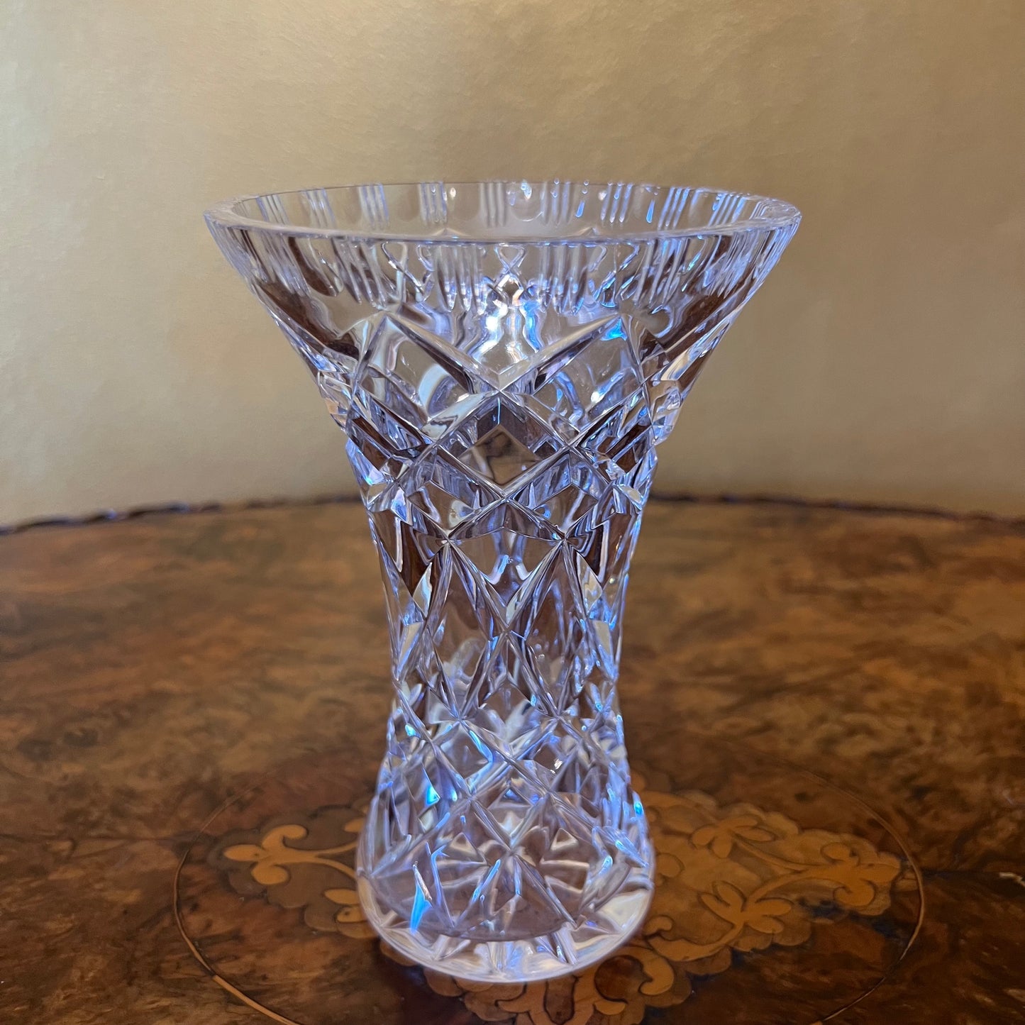 Vintage Crystal Hour Glass Shape Vase