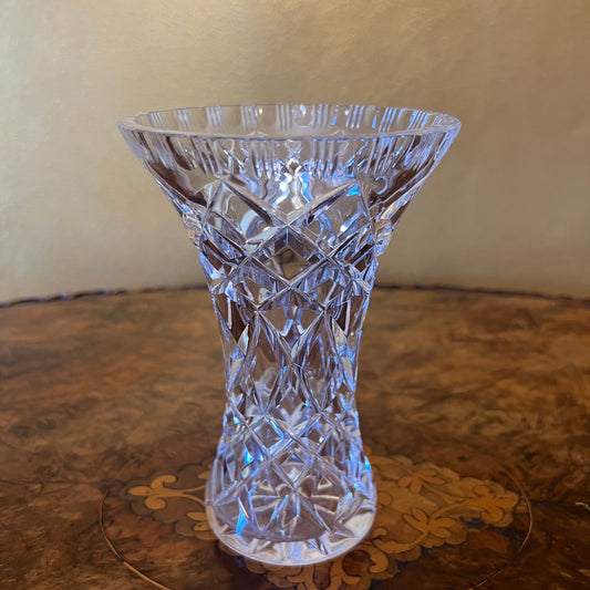 Vintage Crystal Hour Glass Shape Vase