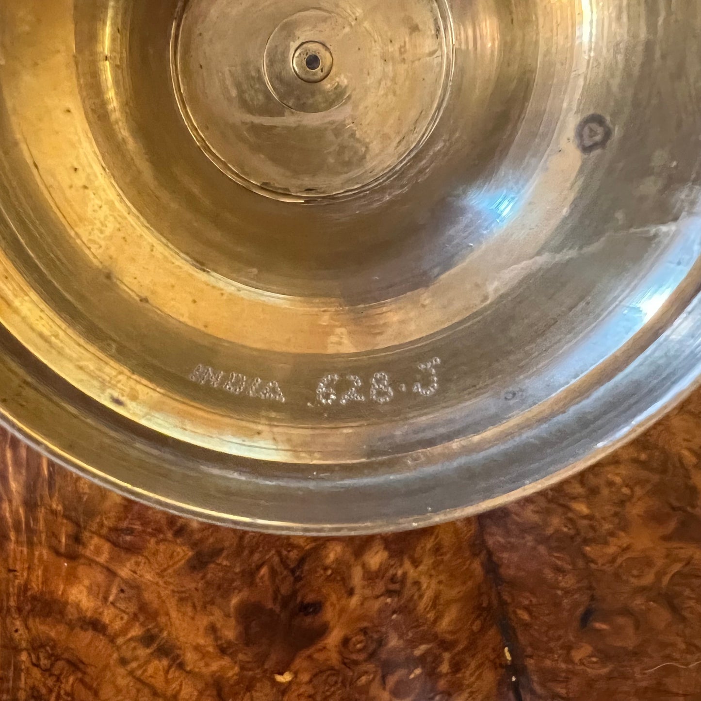 Vintage Brass Display Bowl On Stand