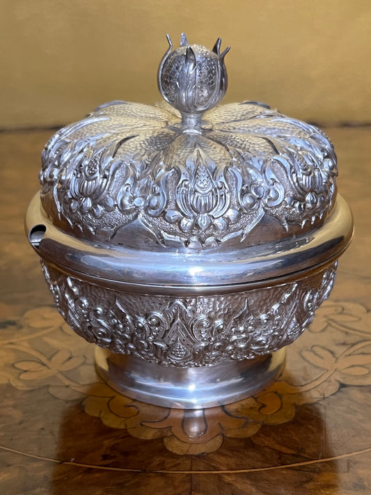 Vintage Yogyakarta 800 Silver Sugar Bowl With Lid