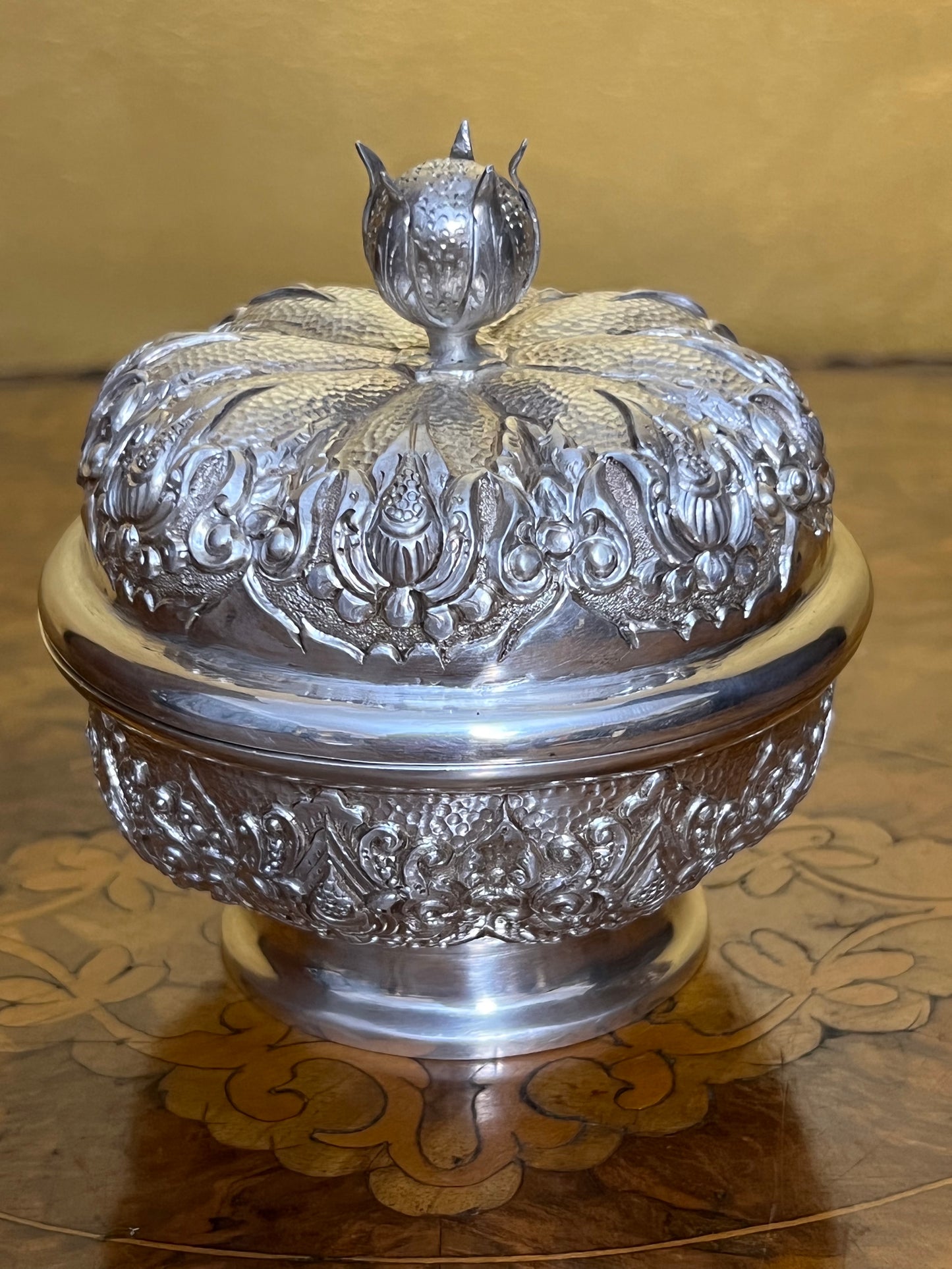 Vintage Yogyakarta 800 Silver Sugar Bowl With Lid