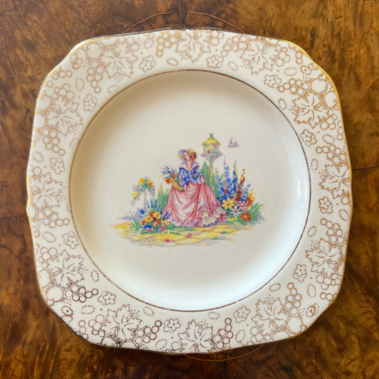 Vintage H & K Tunstall Lady Print Side Plate