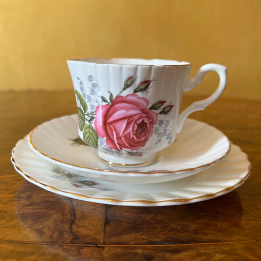 Royal Stafford Pink Rose Tea Cup Trio Set