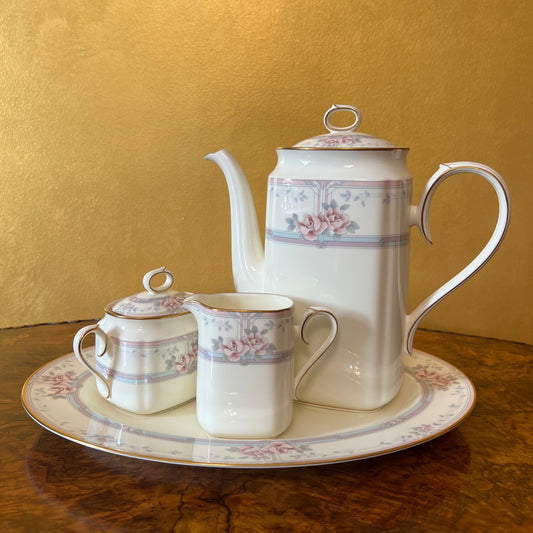 Noritake Magnificence Coffee Pot, Milk & Sugar And Platter Set