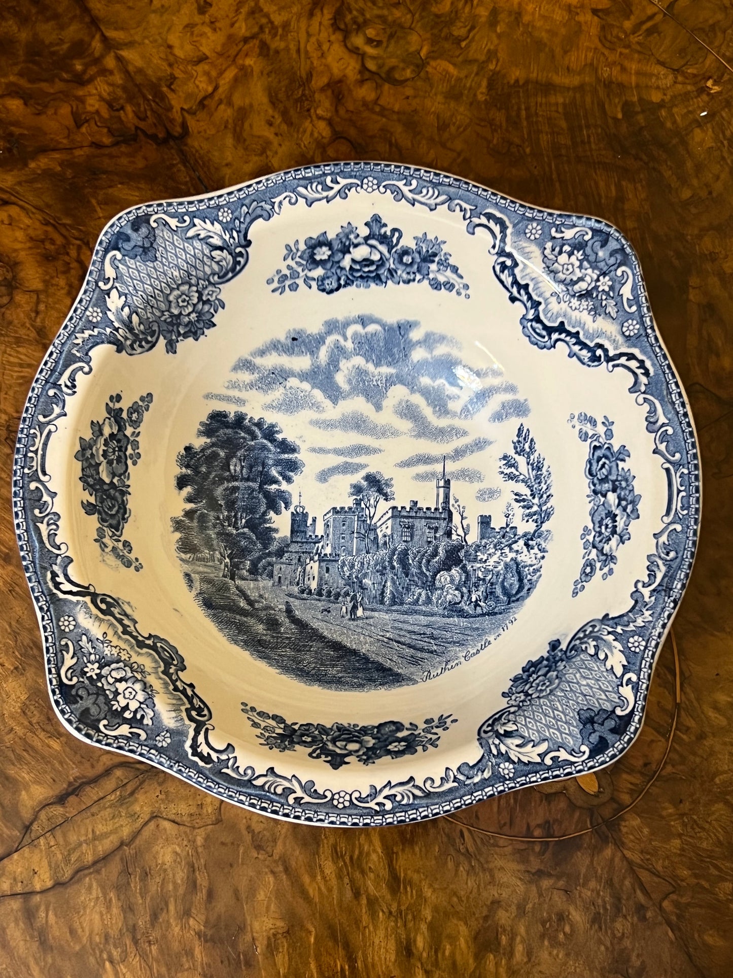 Vintage Johnson Bros Old Britain Castle Blue Serving Bowl