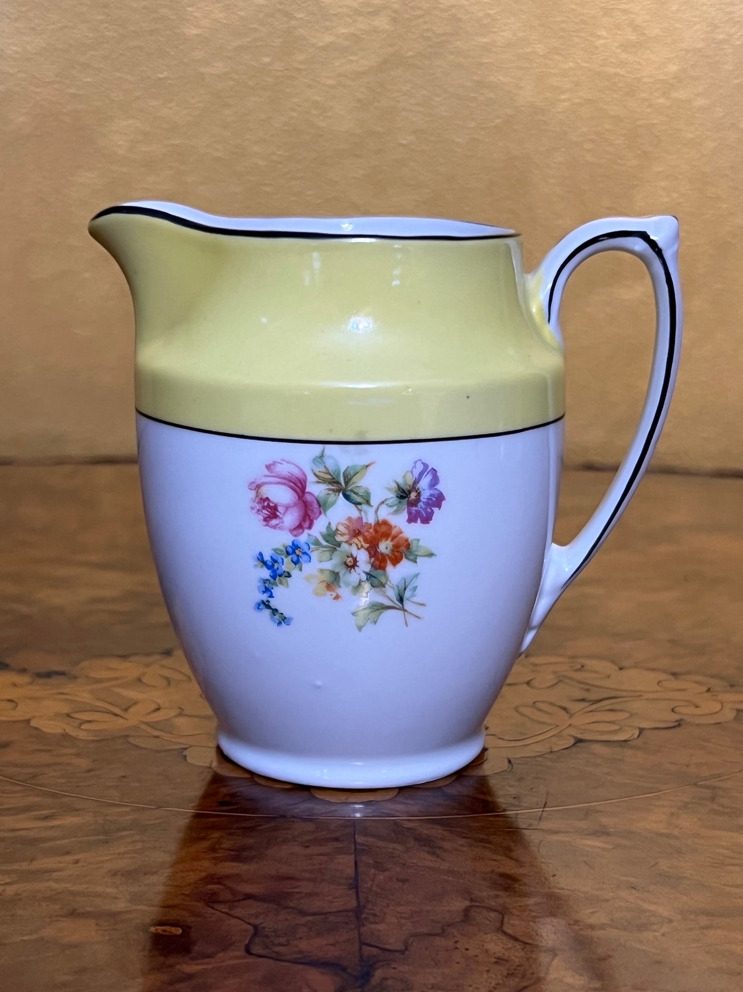 Vintage MZ Altrohlau Yellow Floral Milk Jug