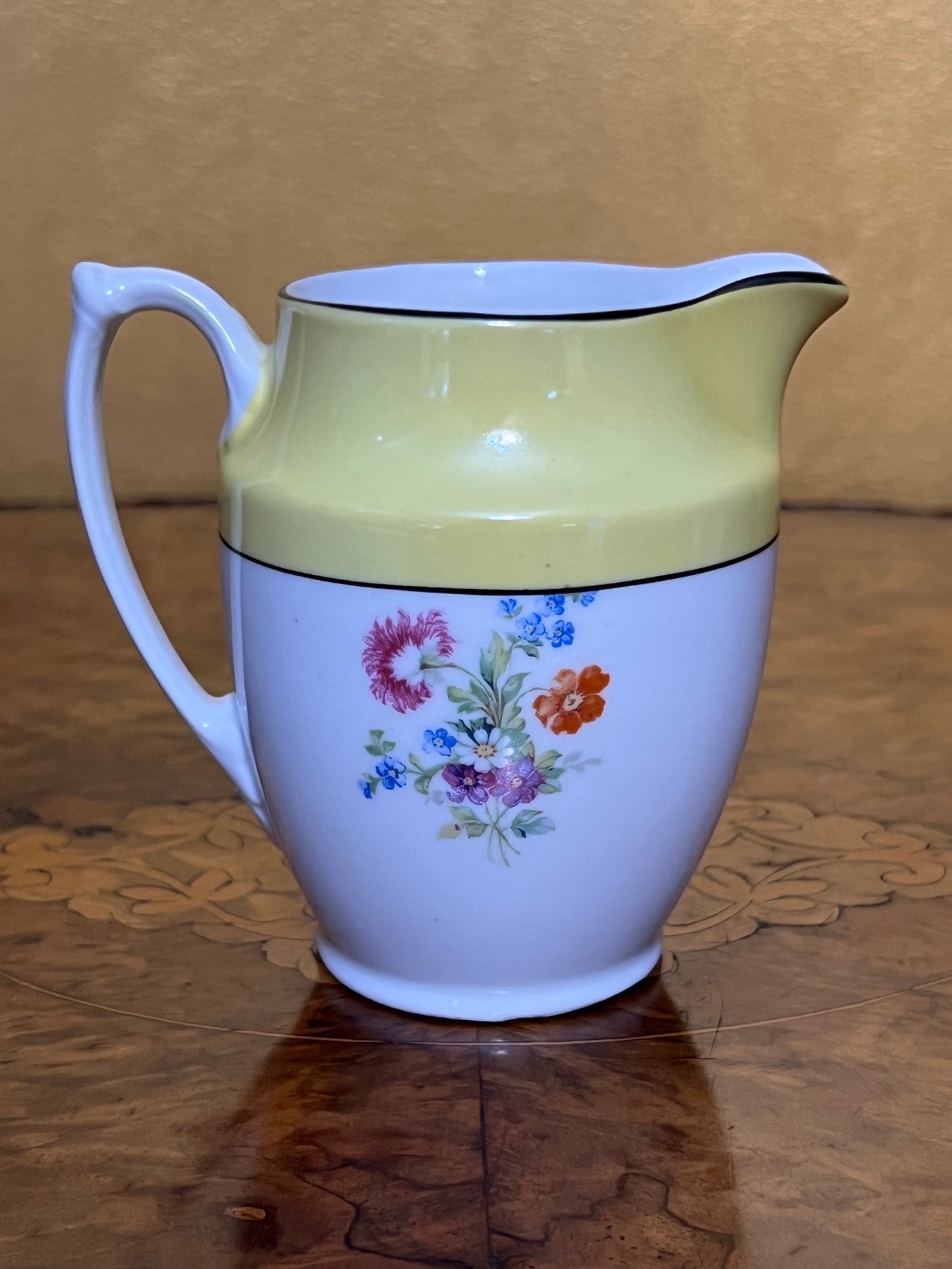 Vintage MZ Altrohlau Yellow Floral Milk Jug