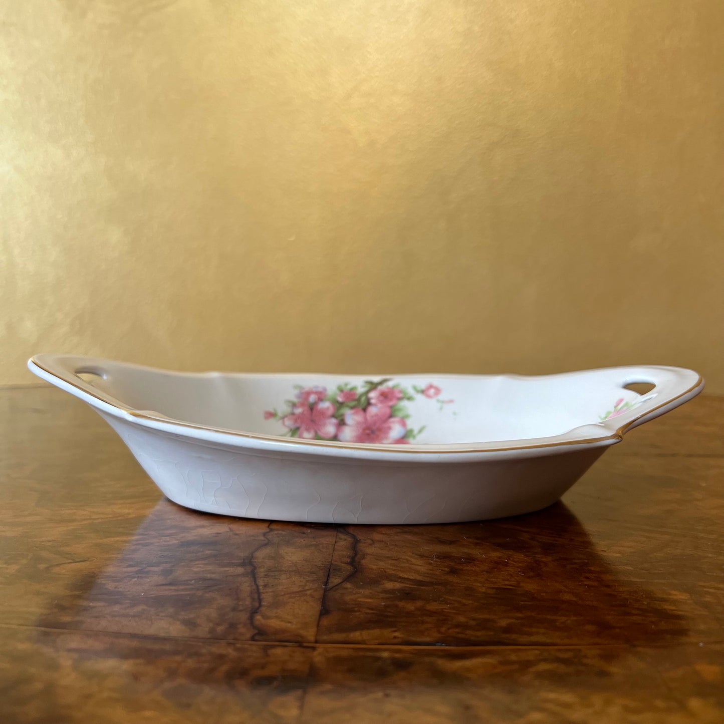 Vintage A J Wilkinson Peach Blossom Oval Candy Bowl