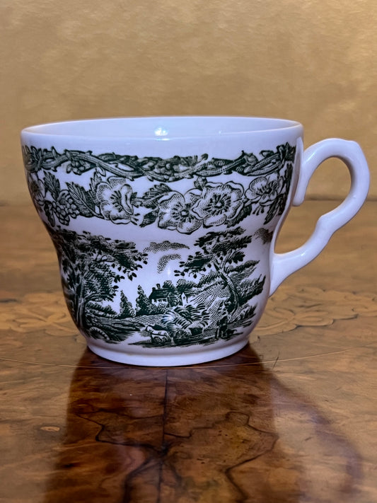 Vintage EIT England Green Print Tea Cup