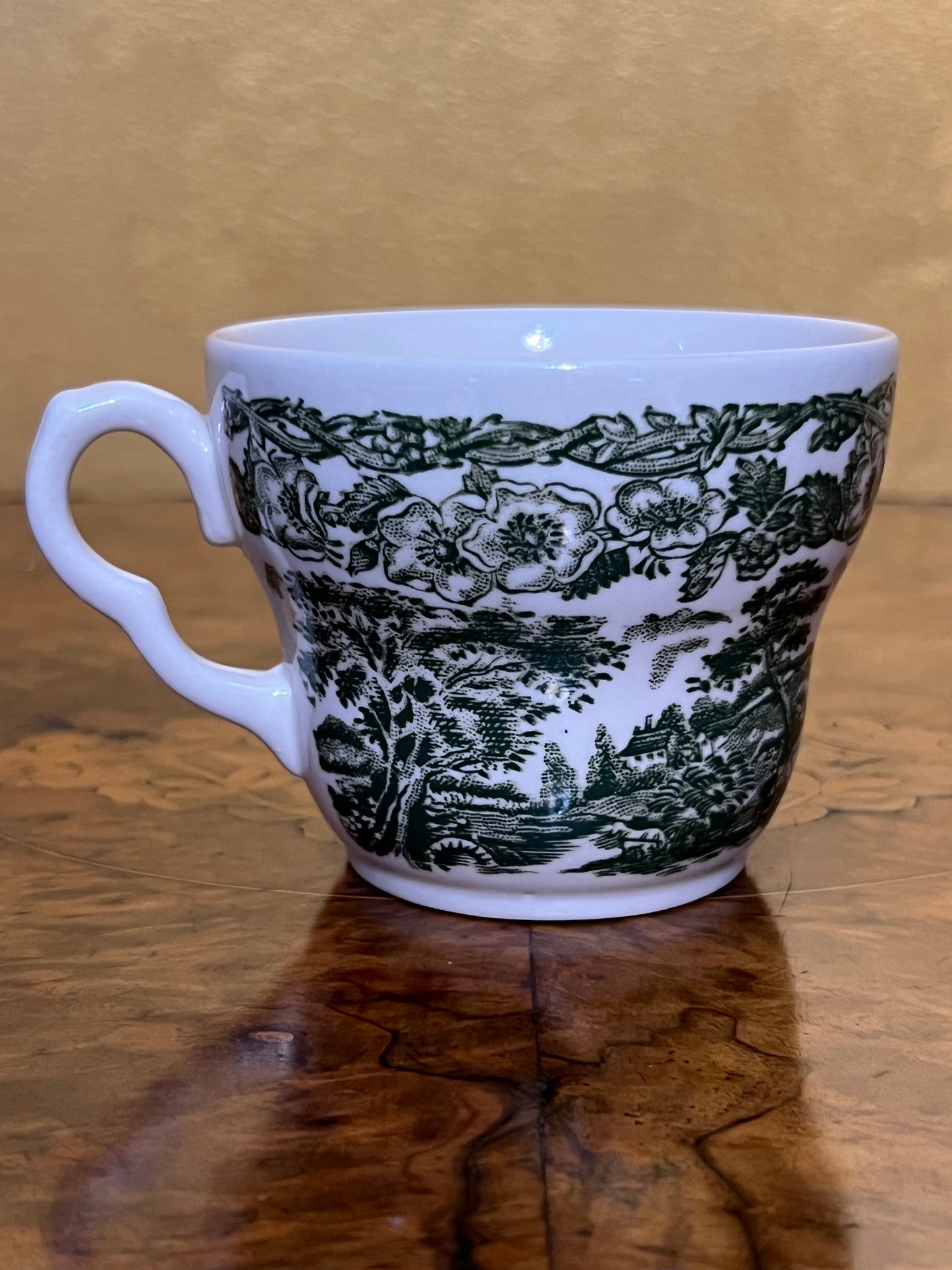 Vintage EIT England Green Print Tea Cup