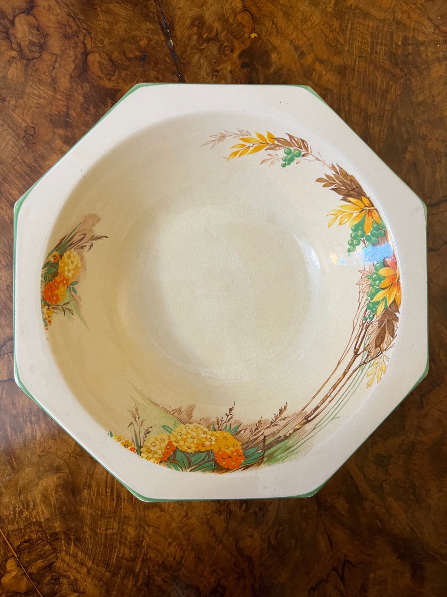 Vintage Royal Staffordshire AJ Wilkinsons Honeyglaze Autumn Leave Print Serving Bowl