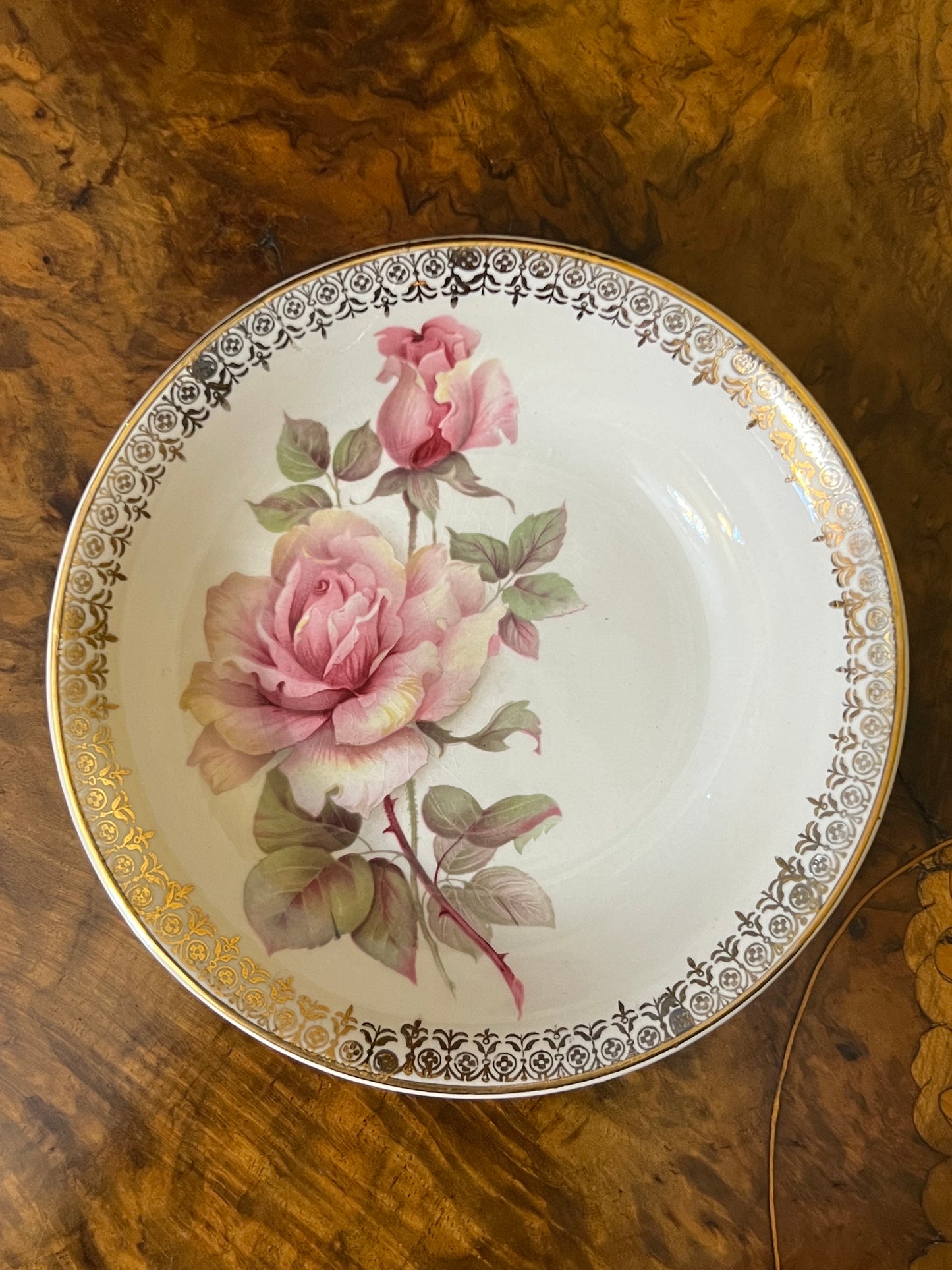 Vintage Wood & Sons English Ironstone Pink Floral Dish