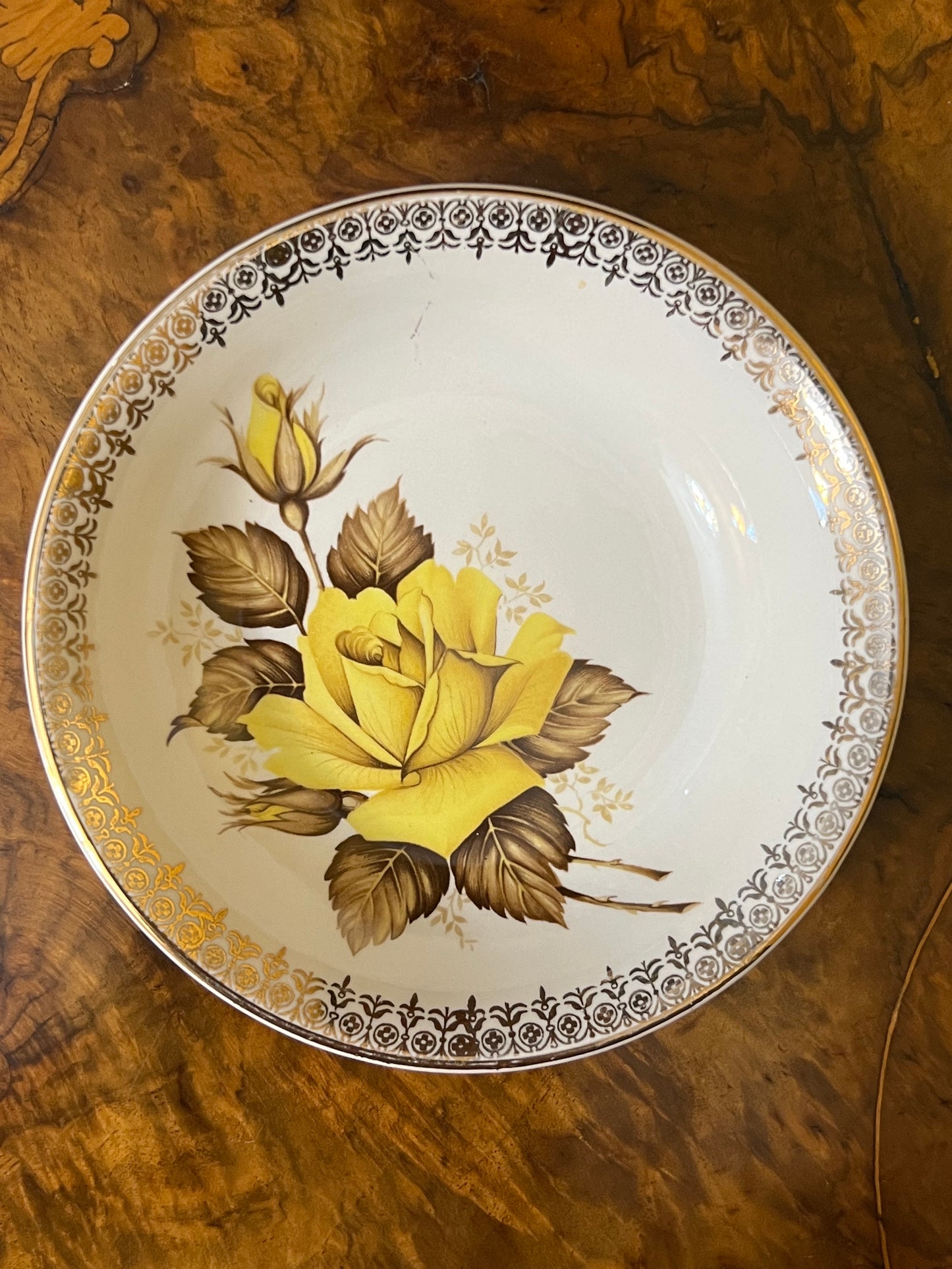 Vintage Wood & Sons English Ironstone Yellow Floral Dish