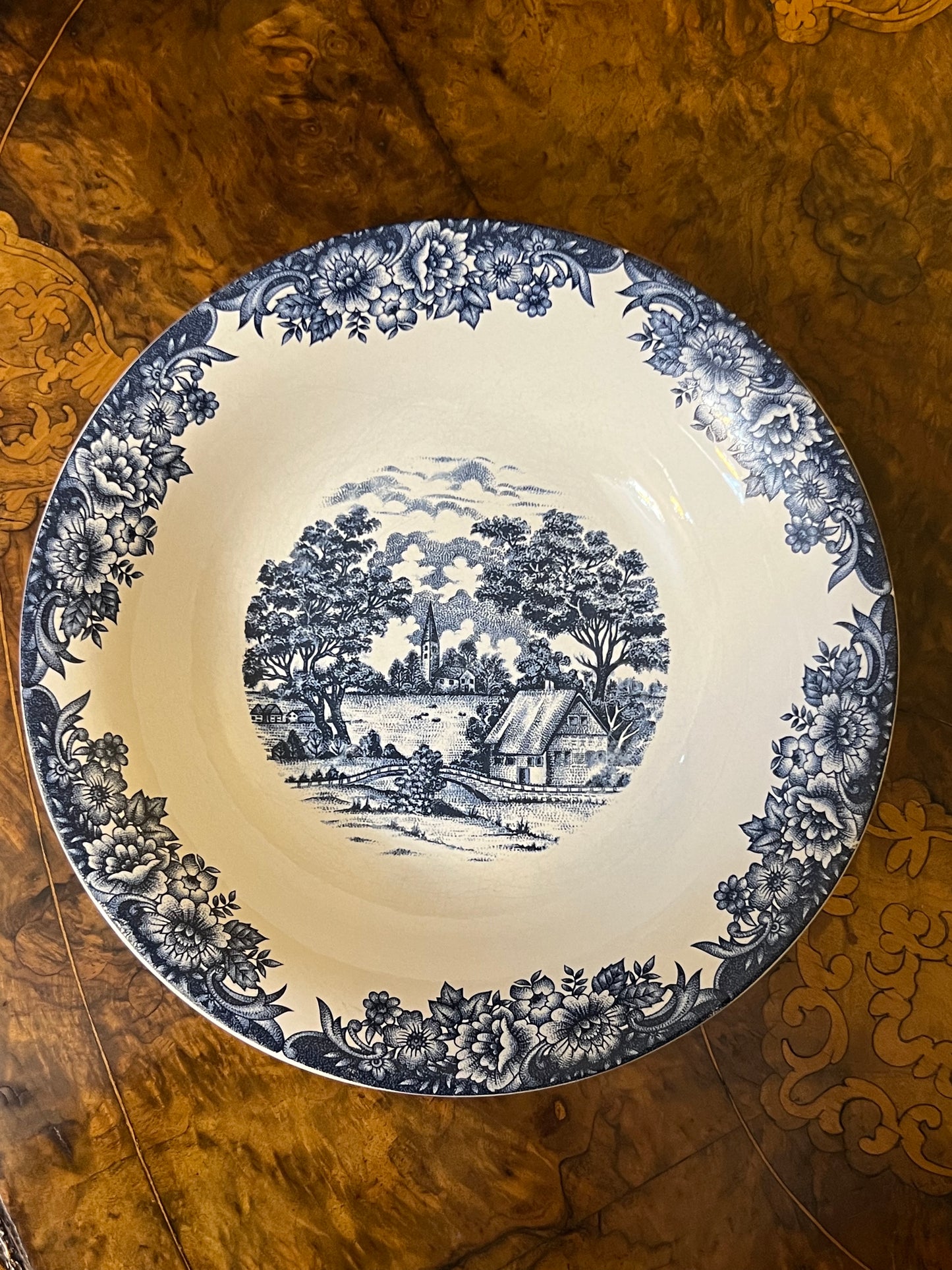 Vintage FLI Blue And White Scenic Print Bowl