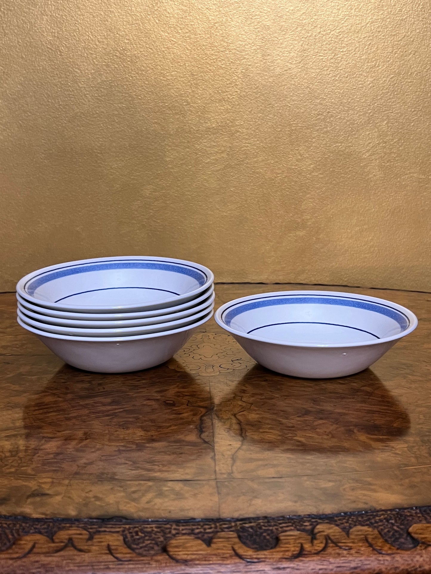 Vintage English Stripe Bowls Set Of Six