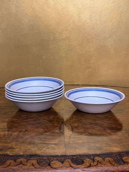 Vintage English Stripe Bowls Set Of Six