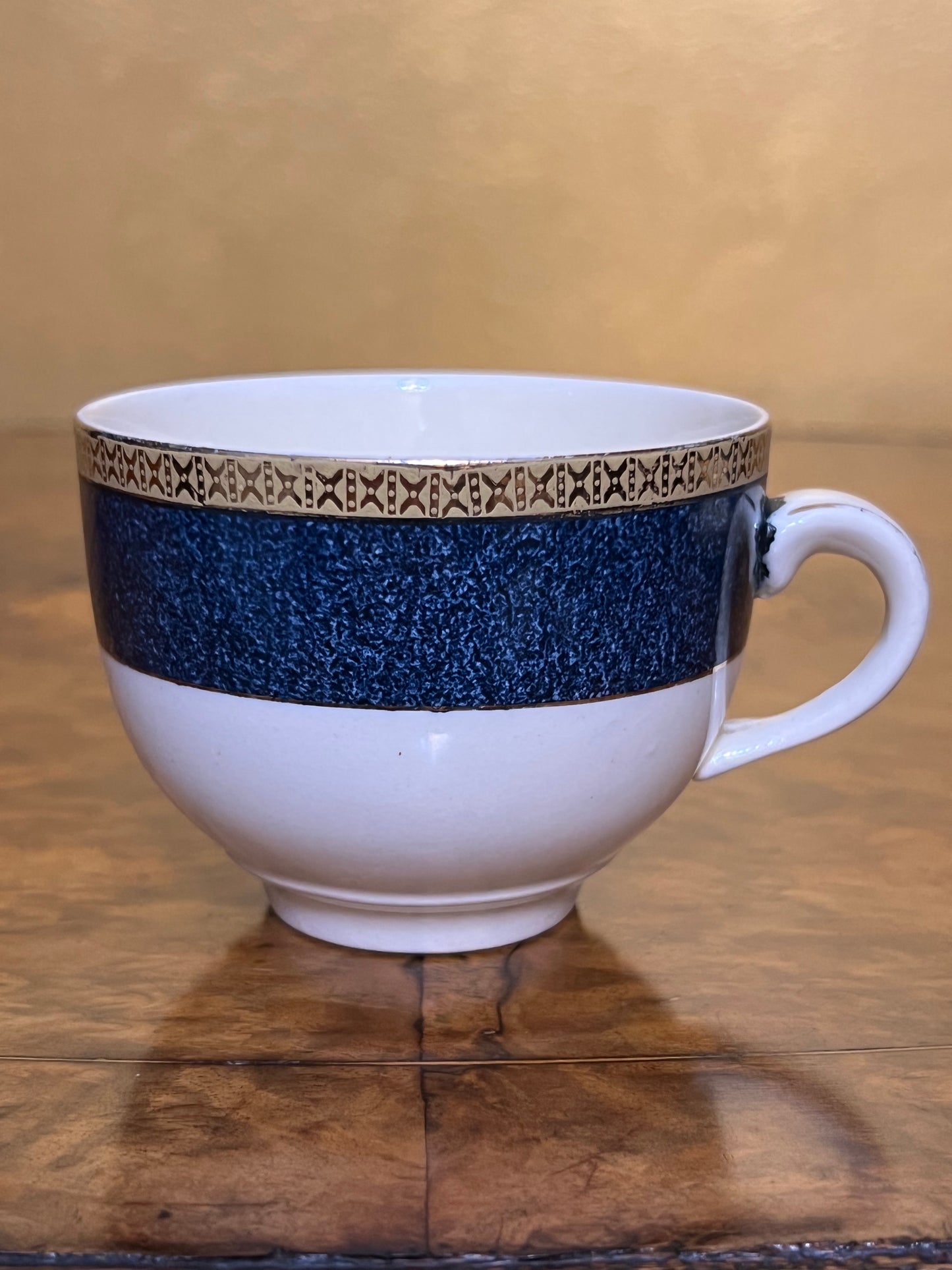 Vintage Burleigh Balmoral Navy Gold Tea Cup & Saucer Pair