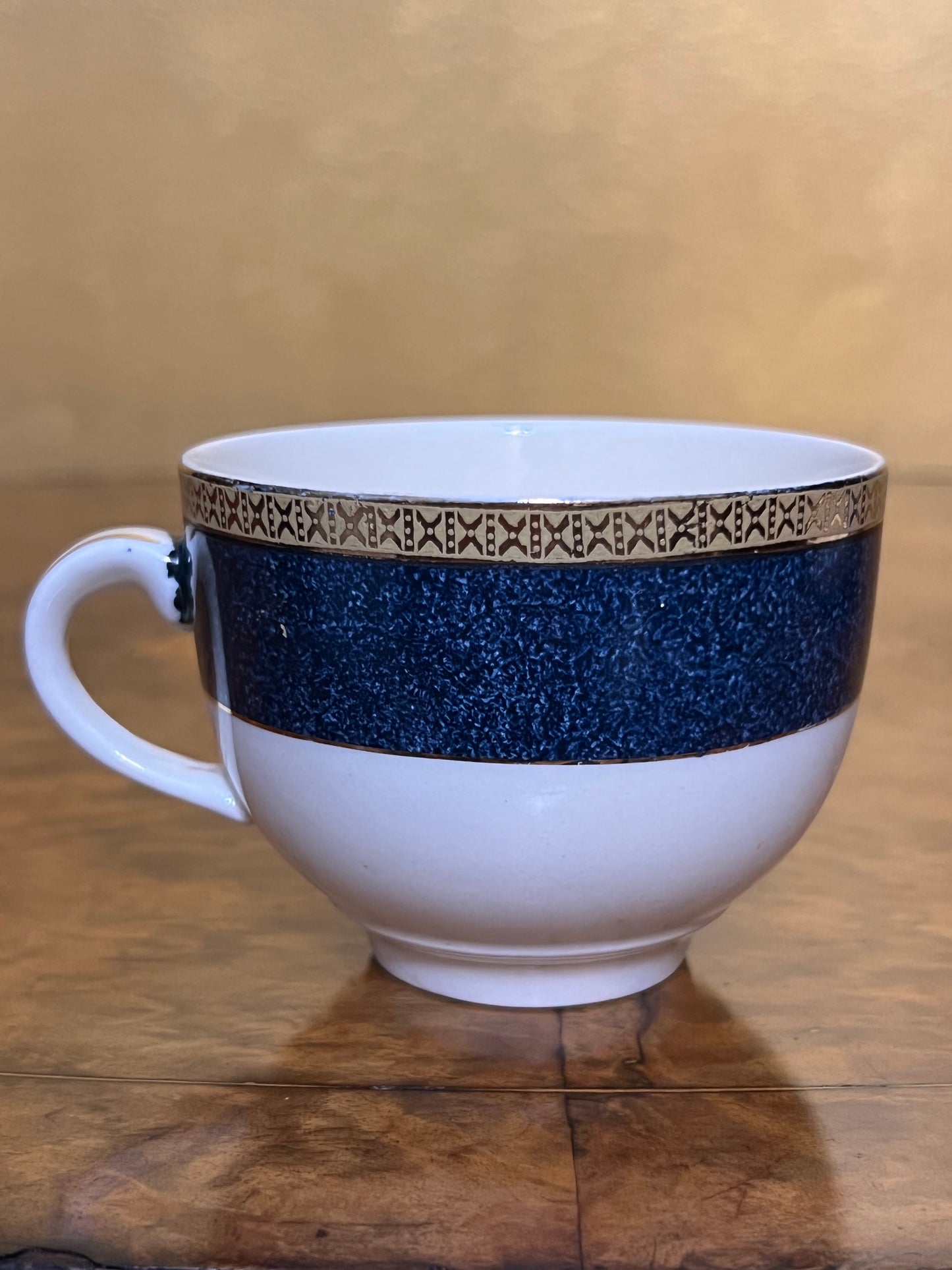 Vintage Burleigh Balmoral Navy Gold Tea Cup & Saucer Pair