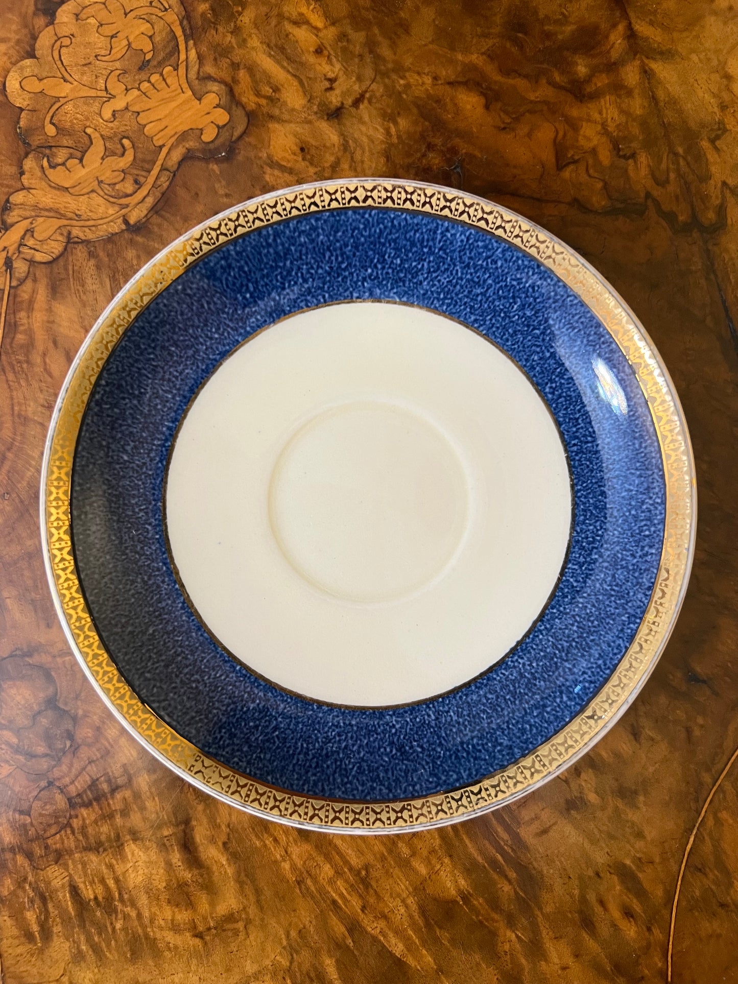 Vintage Burleigh Balmoral Navy Gold Tea Cup & Saucer Pair