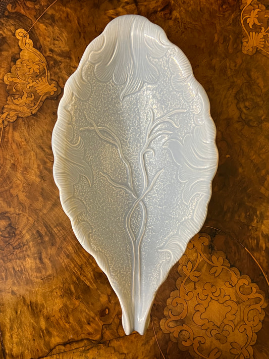 Vintage English Lettuce Leaf Blue  Bowl