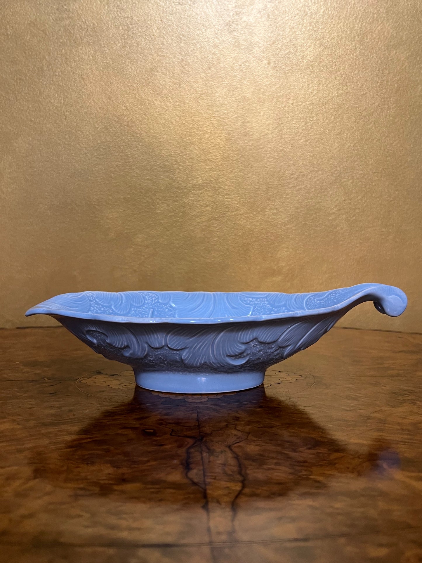 Vintage English Lettuce Leaf Blue  Bowl