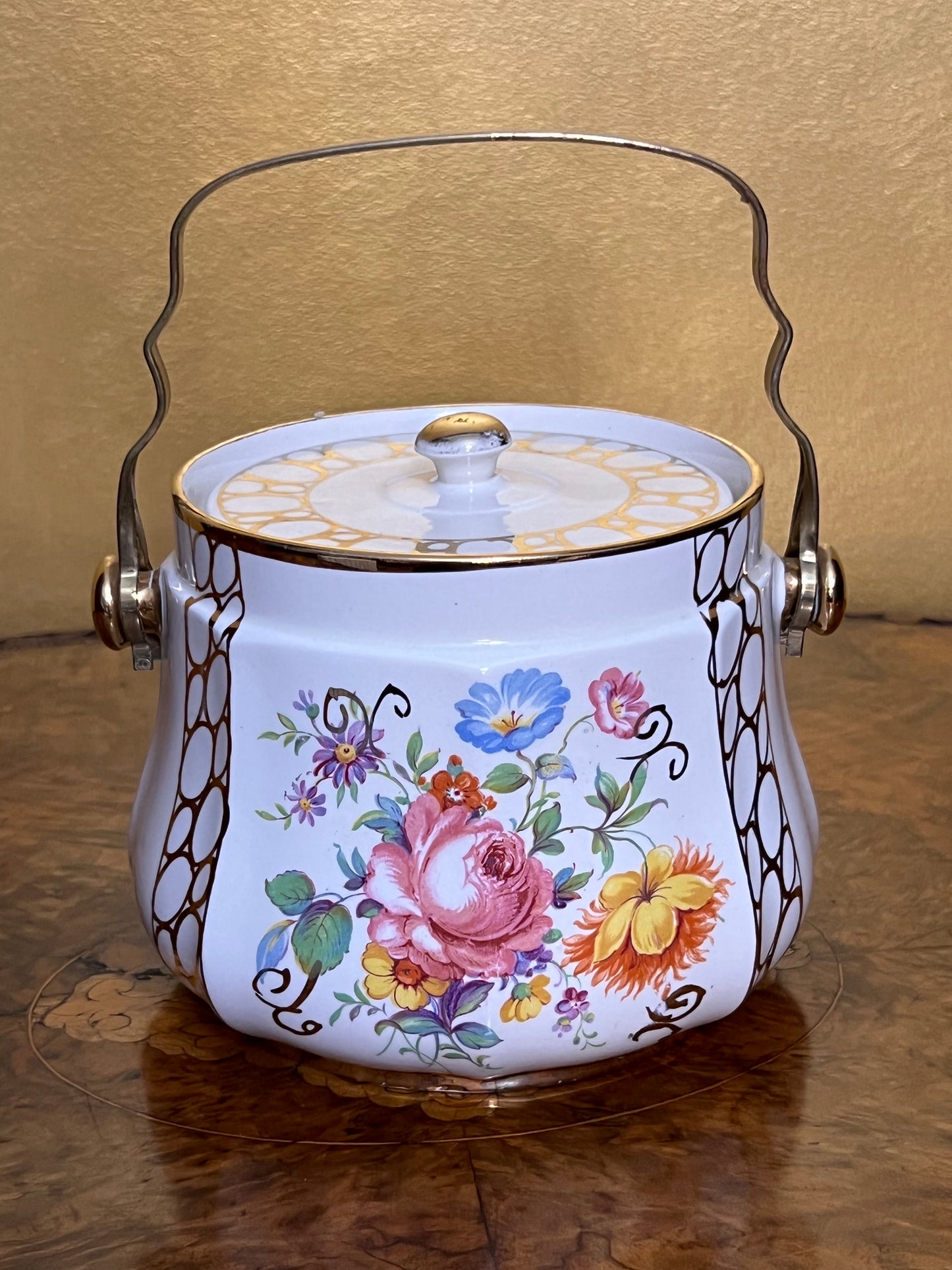 Vintage Sadler Floral & Gold Cookie Jar Ice Bucket