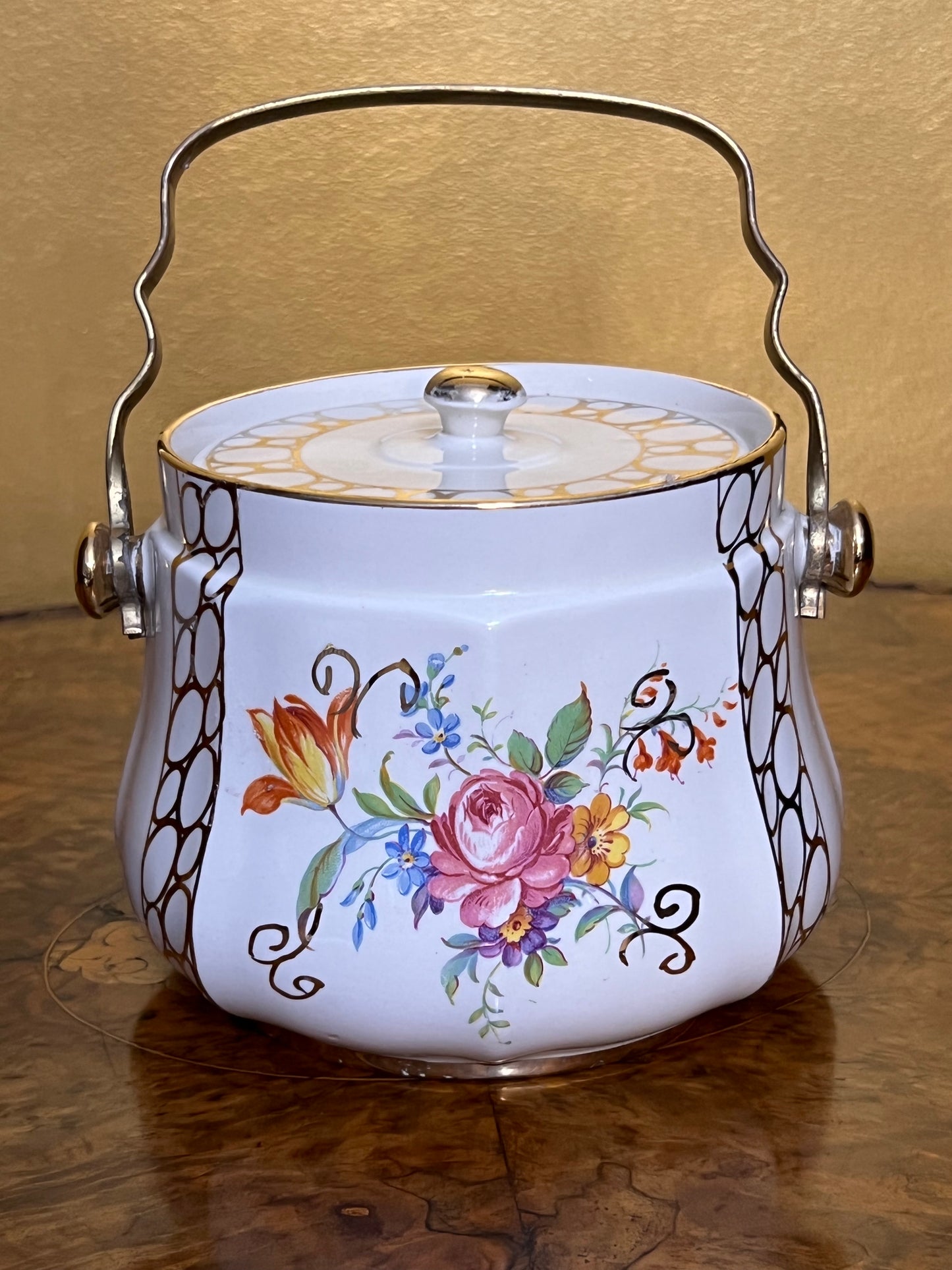 Vintage Sadler Floral & Gold Cookie Jar Ice Bucket