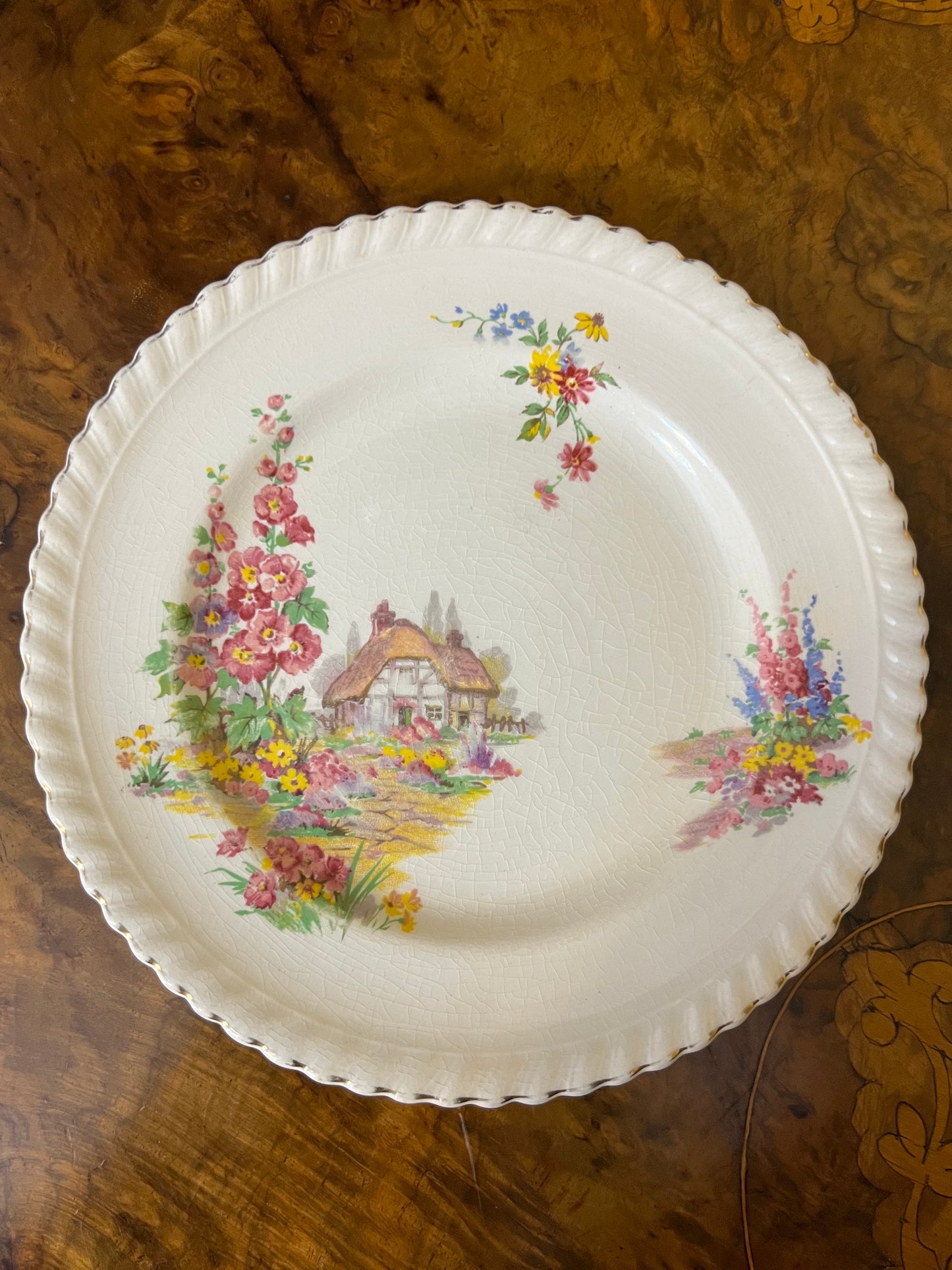 Vintage Sovereign Pottery Johnson Cottage Print Made In Australia Side Plate