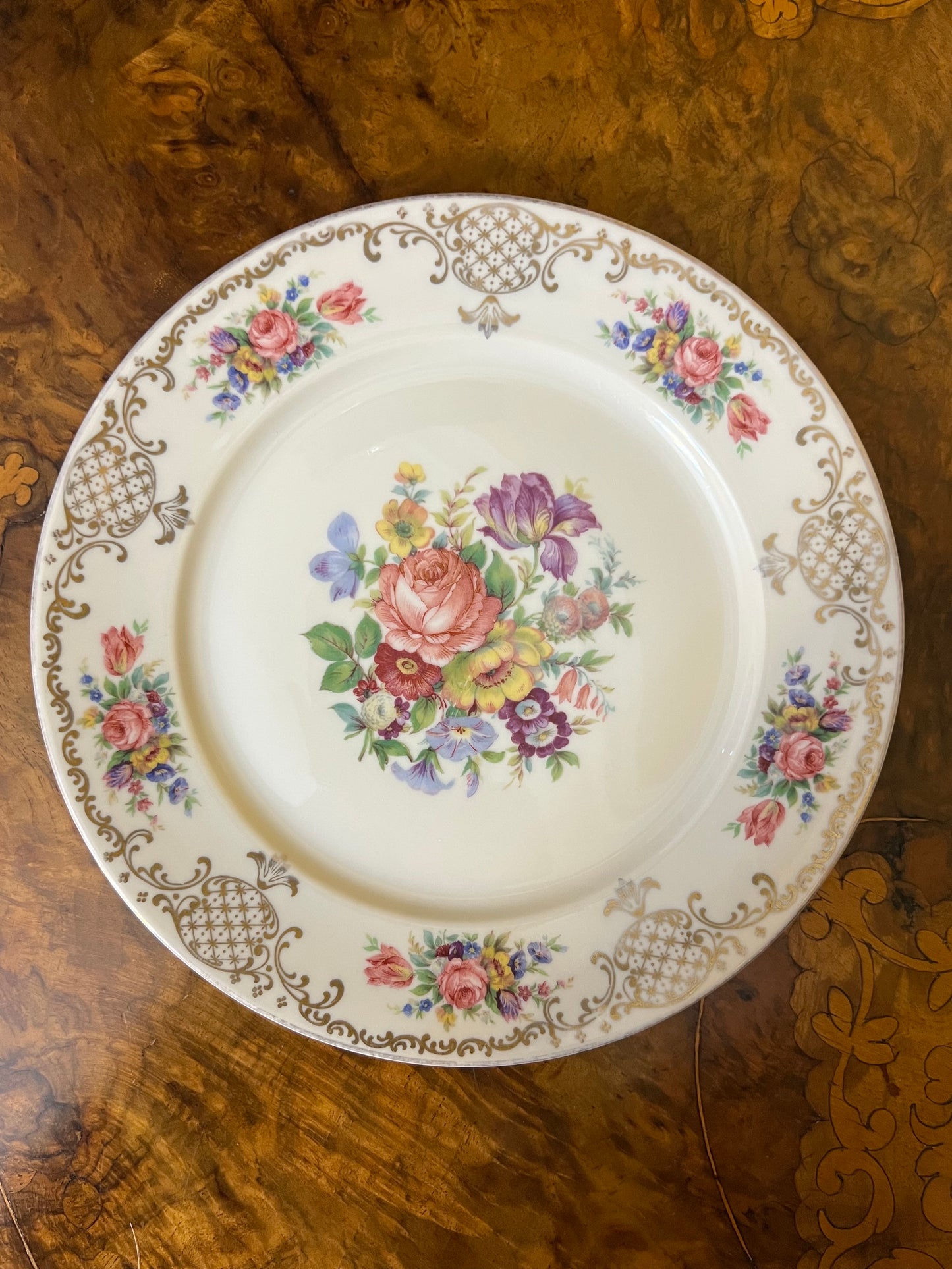 Vintage Rosenthal Sel Germany Floral Gold Print Plate