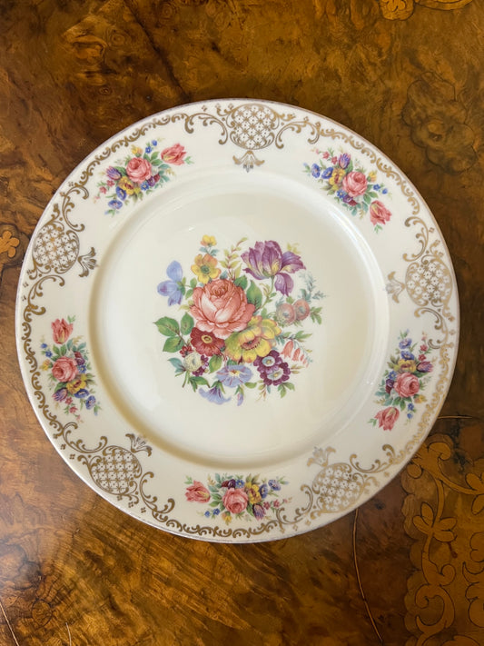 Vintage Rosenthal Sel Germany Floral Gold Print Plate