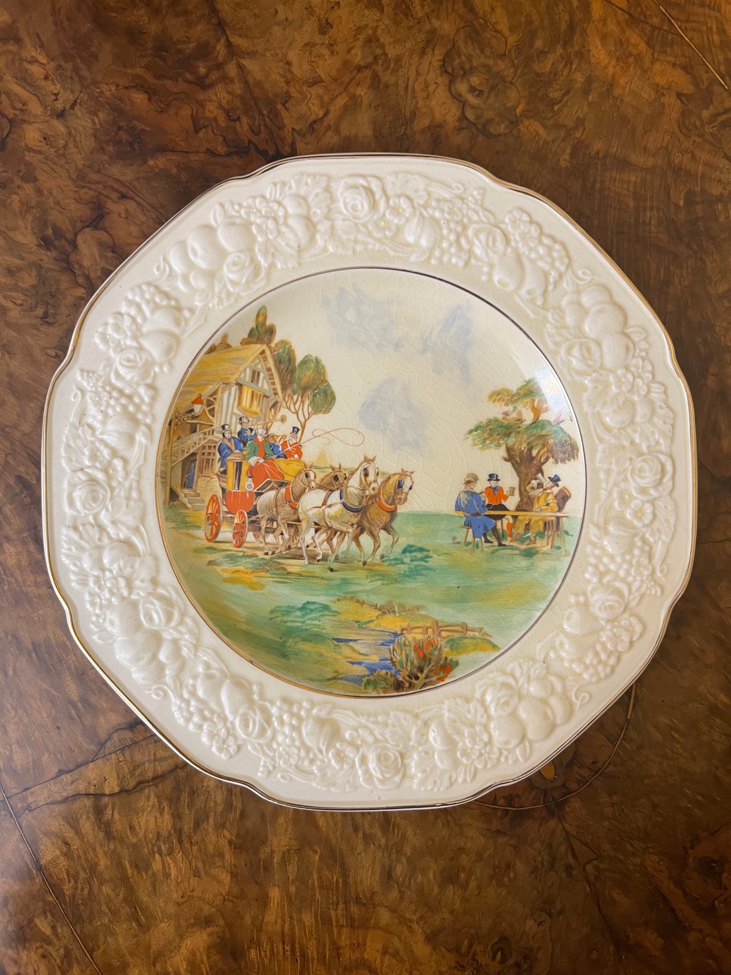 Vintage Crown Ducal Old Tavern Scene Dinner Plate