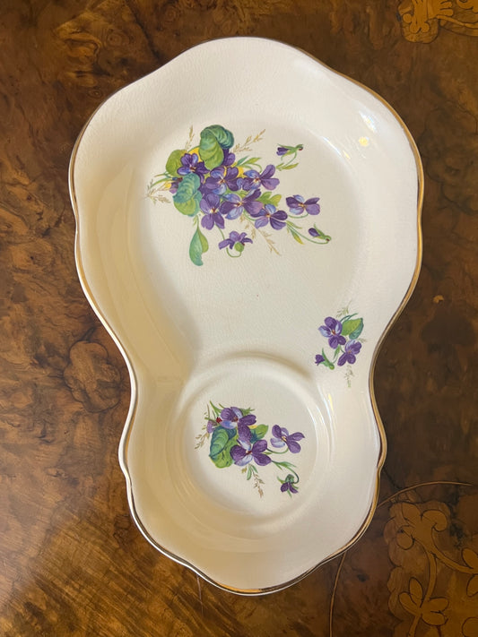 Vintage James Kent Old Foley Chinarita Violets Saucer Tennis Plate