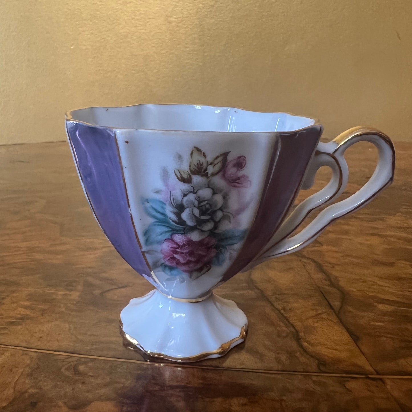 Vintage Floral Purple Coffee Cup & Saucer