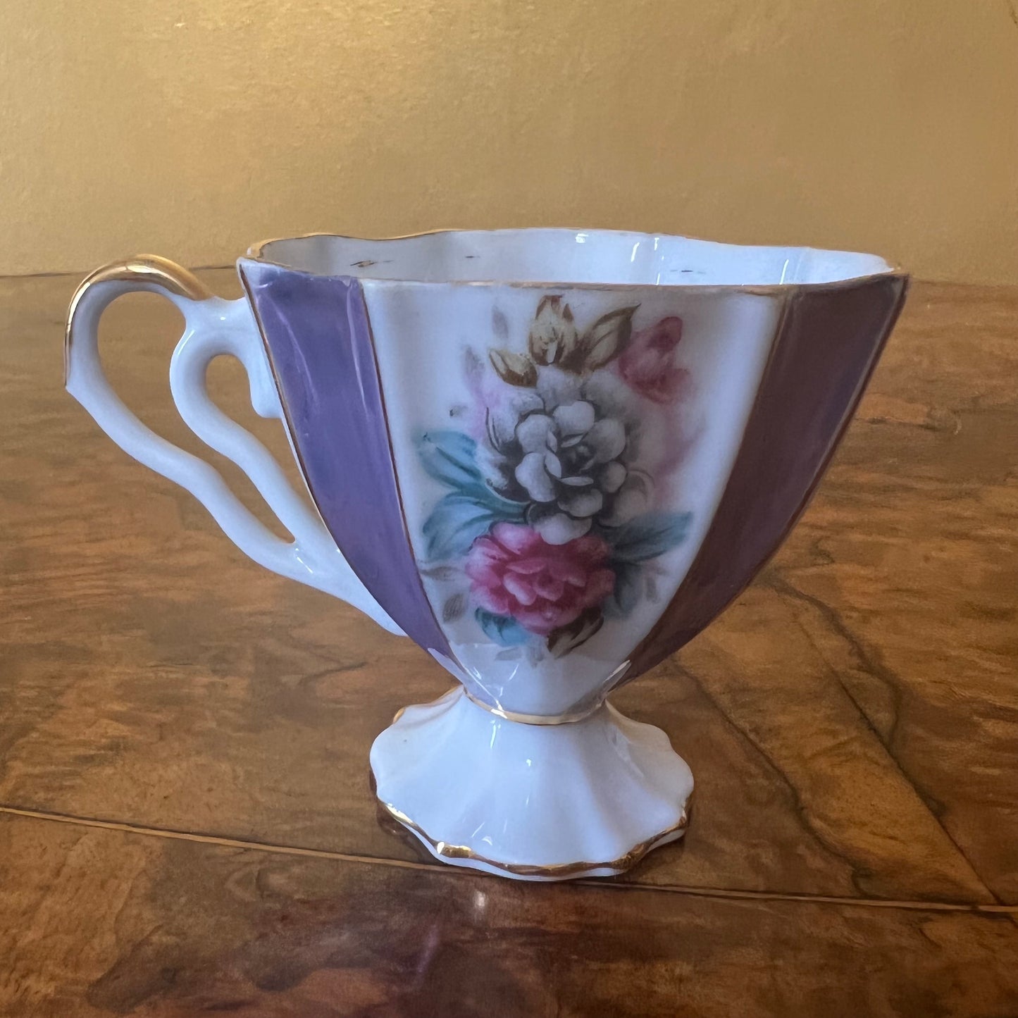 Vintage Floral Purple Coffee Cup & Saucer