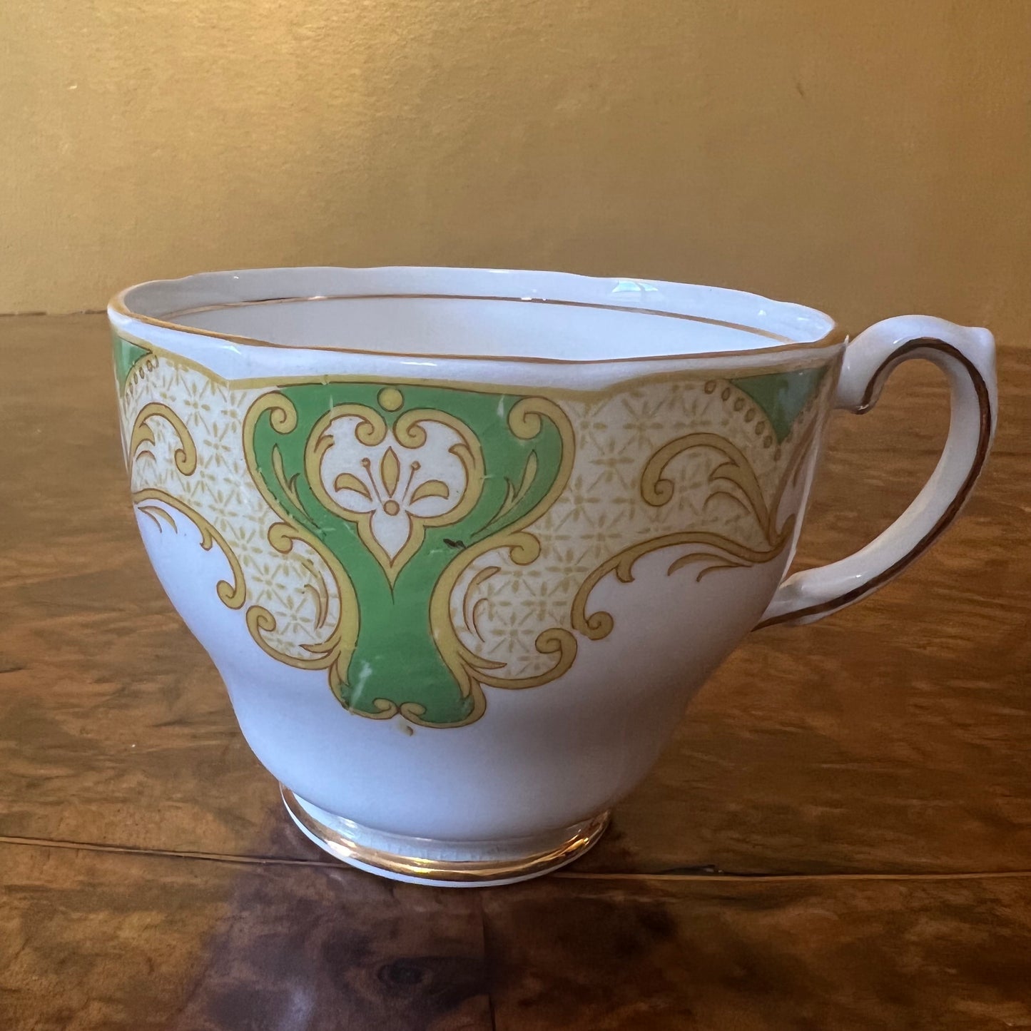 Vintage Salisbury Green Gold Tea Cup & Saucer