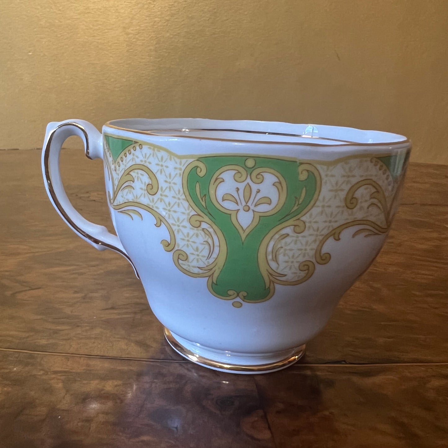 Vintage Salisbury Green Gold Tea Cup & Saucer