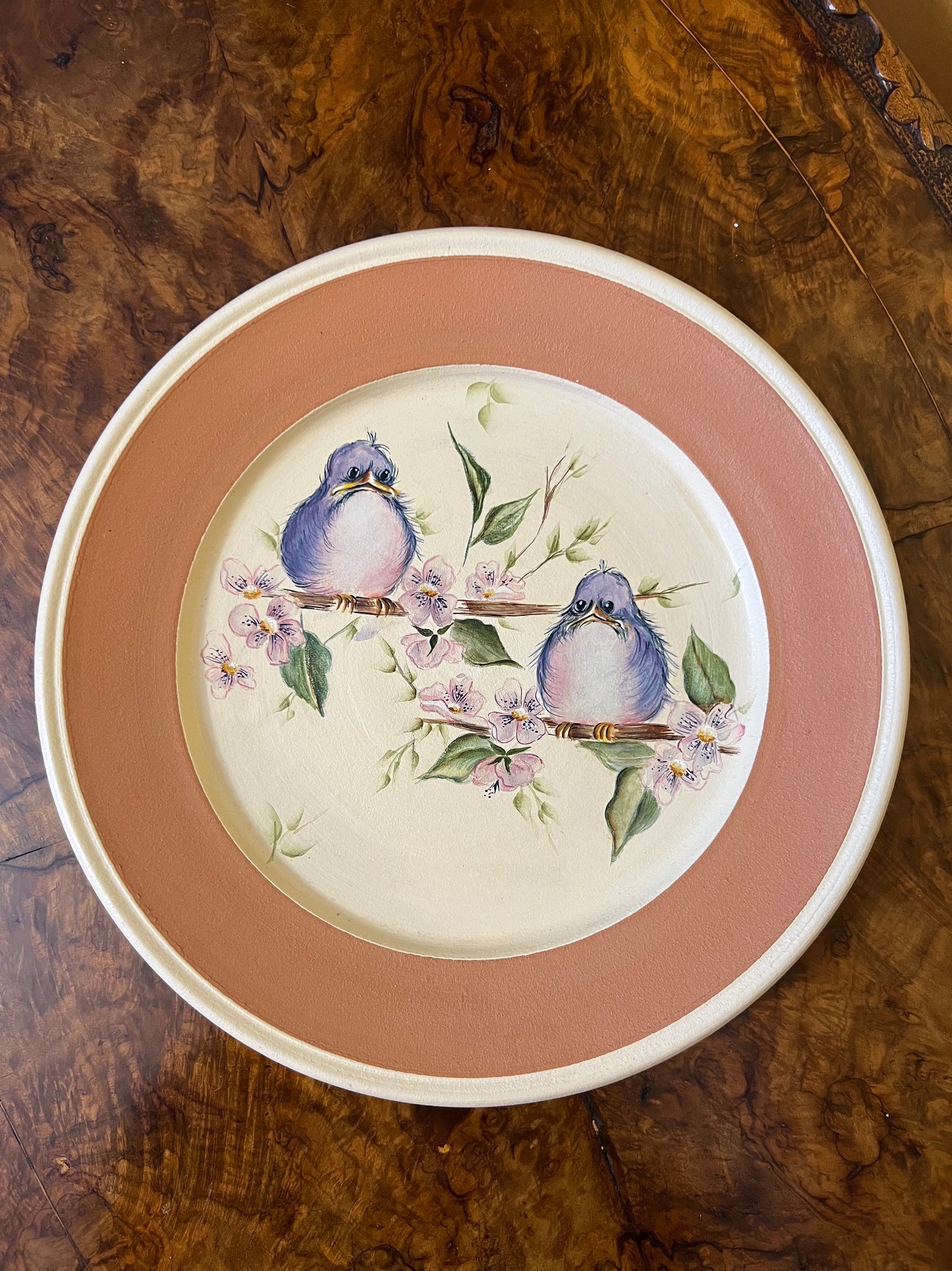 Ourimbah Pottery Hand Painted Birds Terracotta Plate