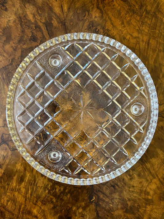 Vintage Glass Cake Tray With Legs