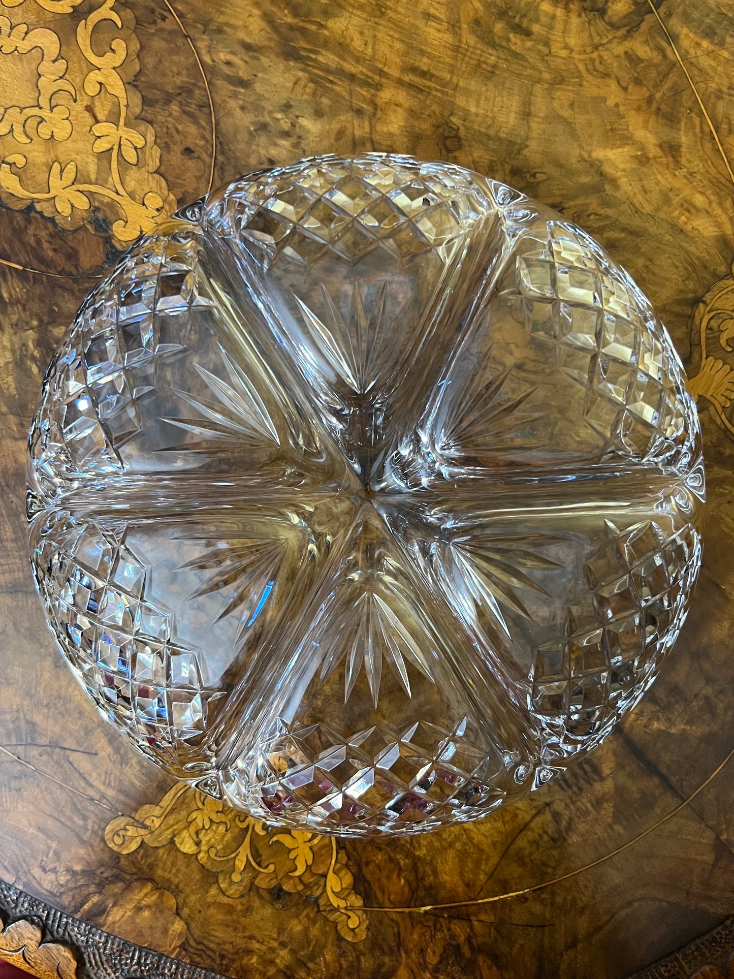 Vintage Crystal Divider Serving Bowl