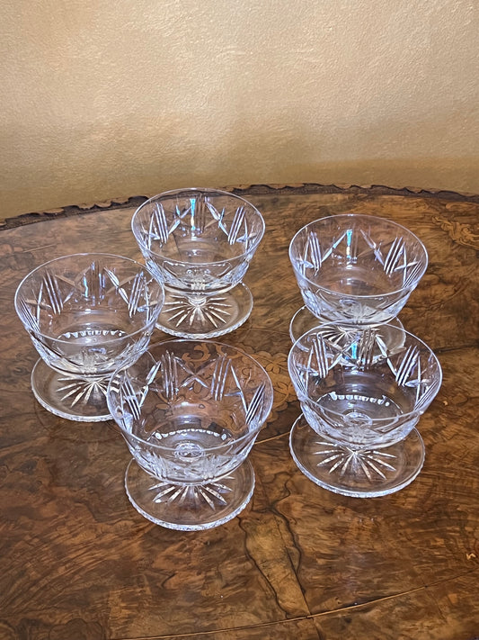Vintage Crystal Desert Bowls Set Of Five