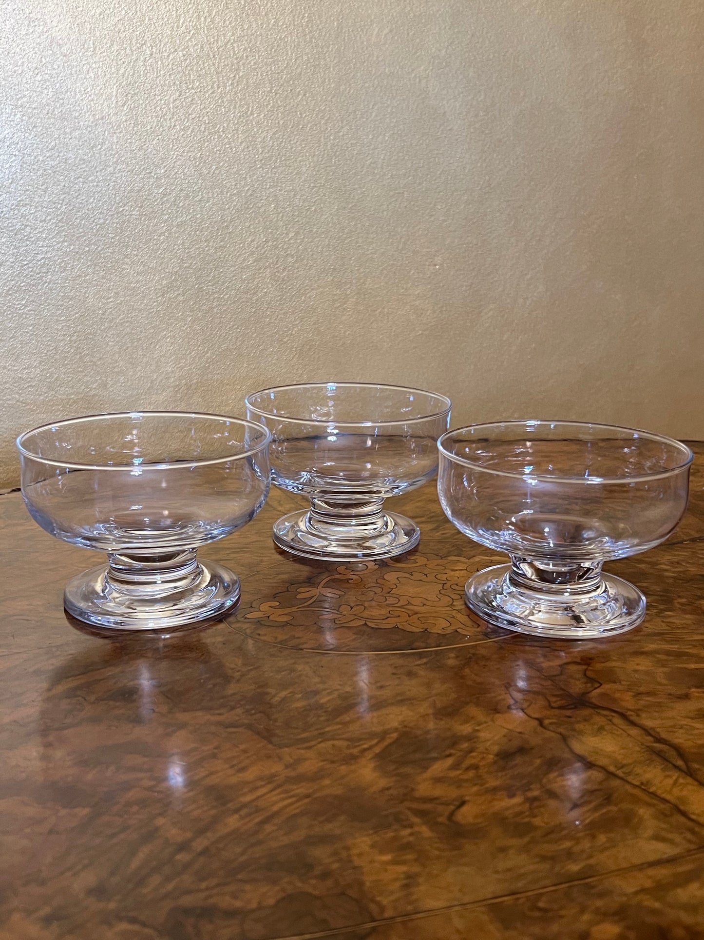 Vintage Glass Desert Sundae Bowls Set Of Three