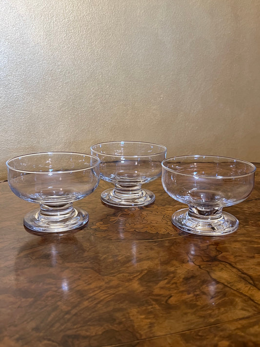 Vintage Glass Desert Sundae Bowls Set Of Three