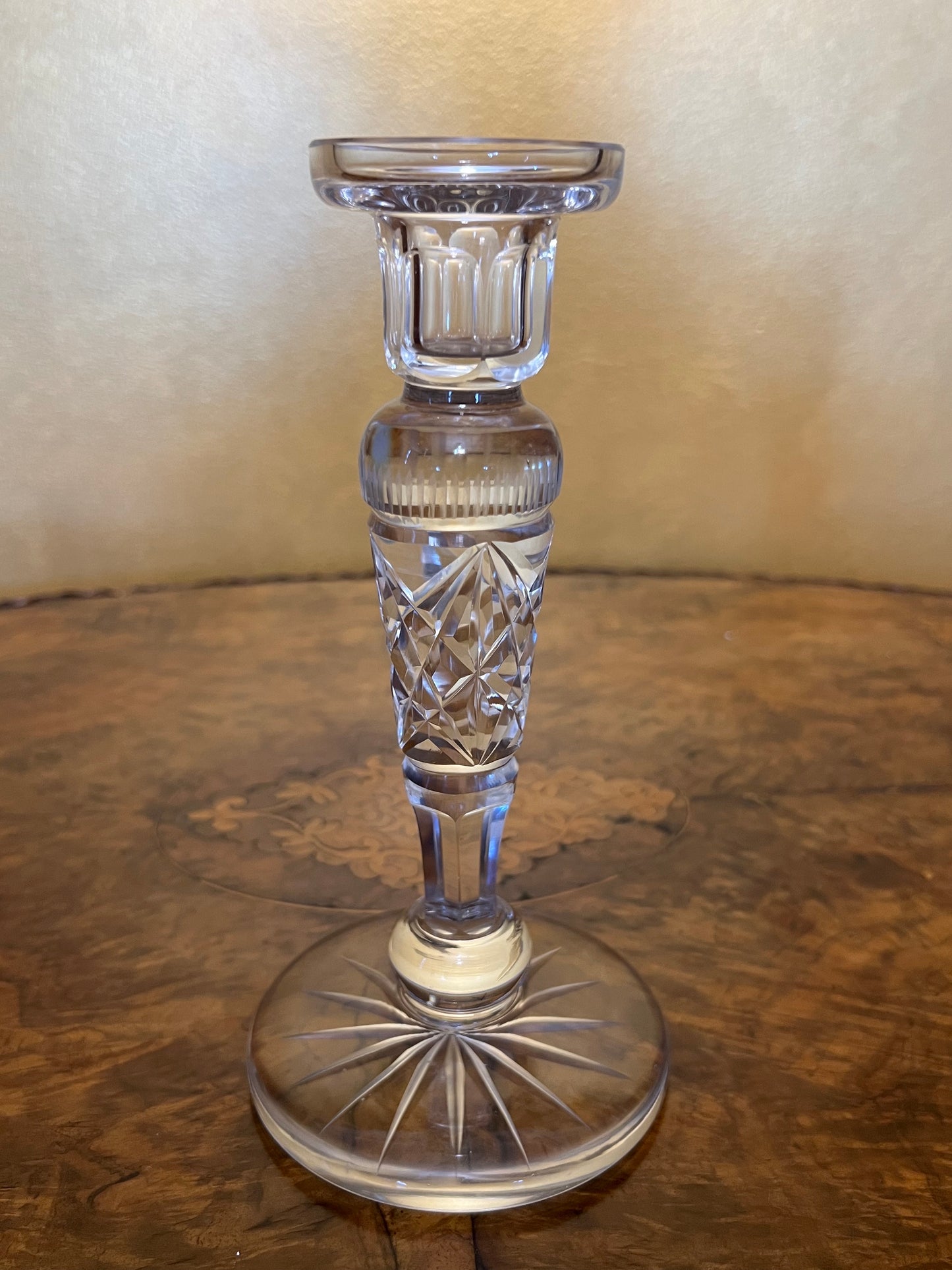 Vintage Crystal Cut Candlestick Pair