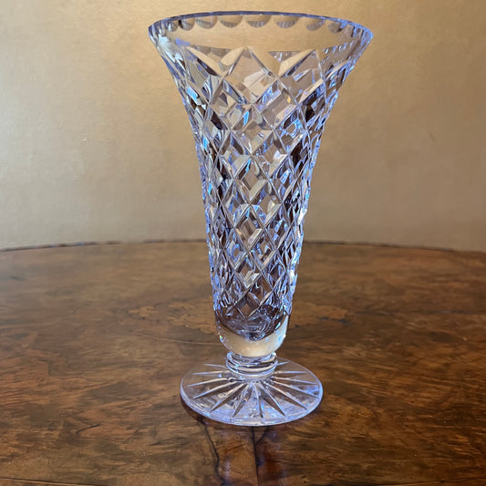 Vintage Crystal Diamond Cut Small Vase
