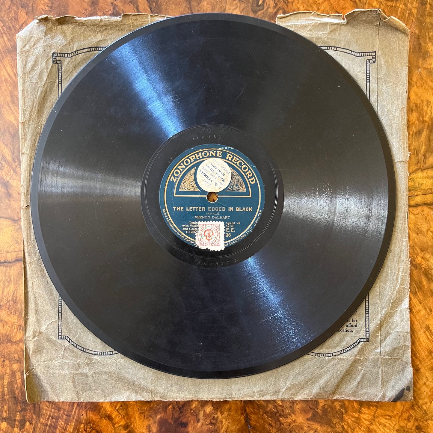 Vernon Dalhart – The Letter Edged In Black/The Lightning Express Vinyl Record