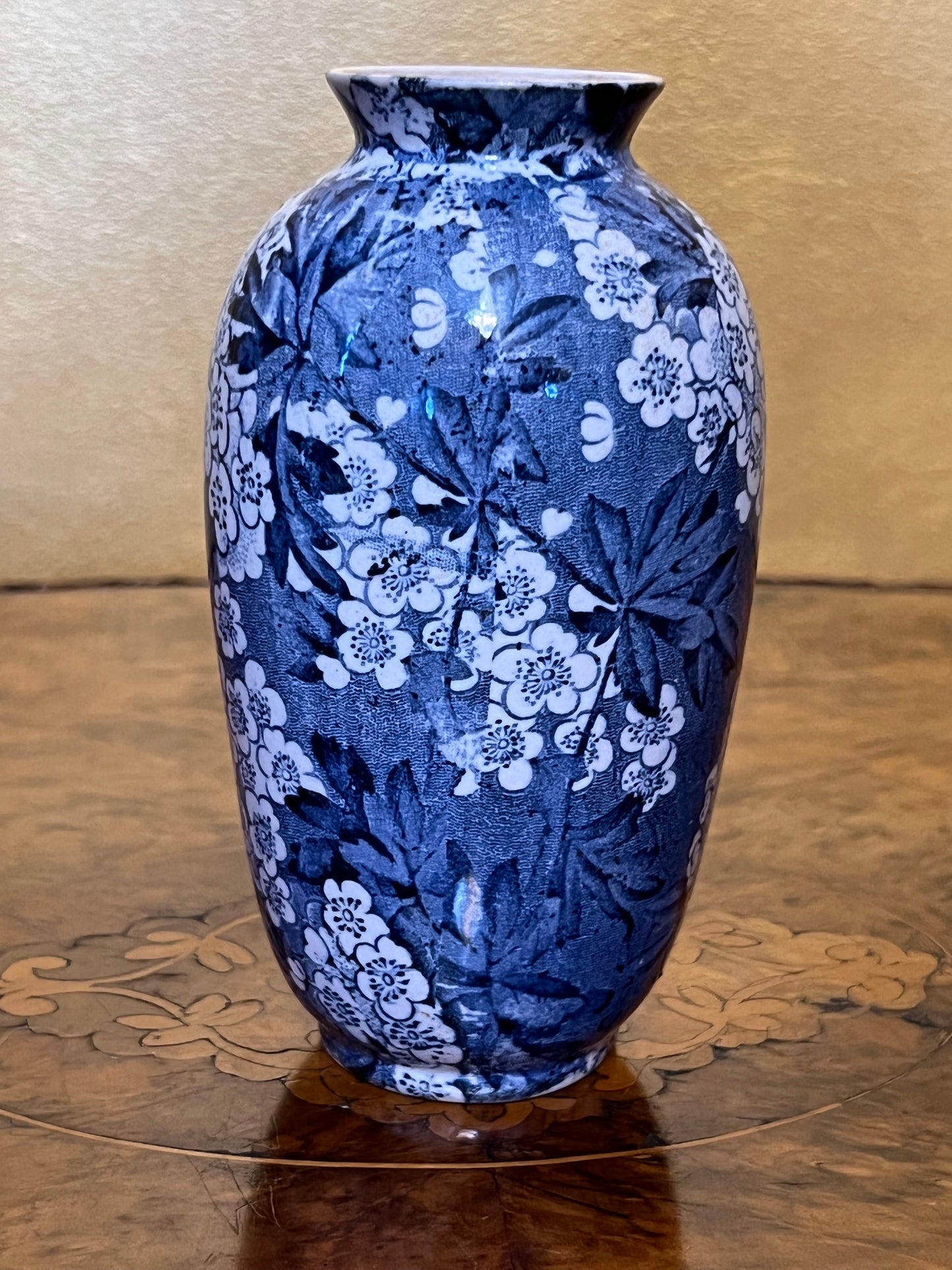 Vintage May Blossom Leighton Pottery Blue Print Vase