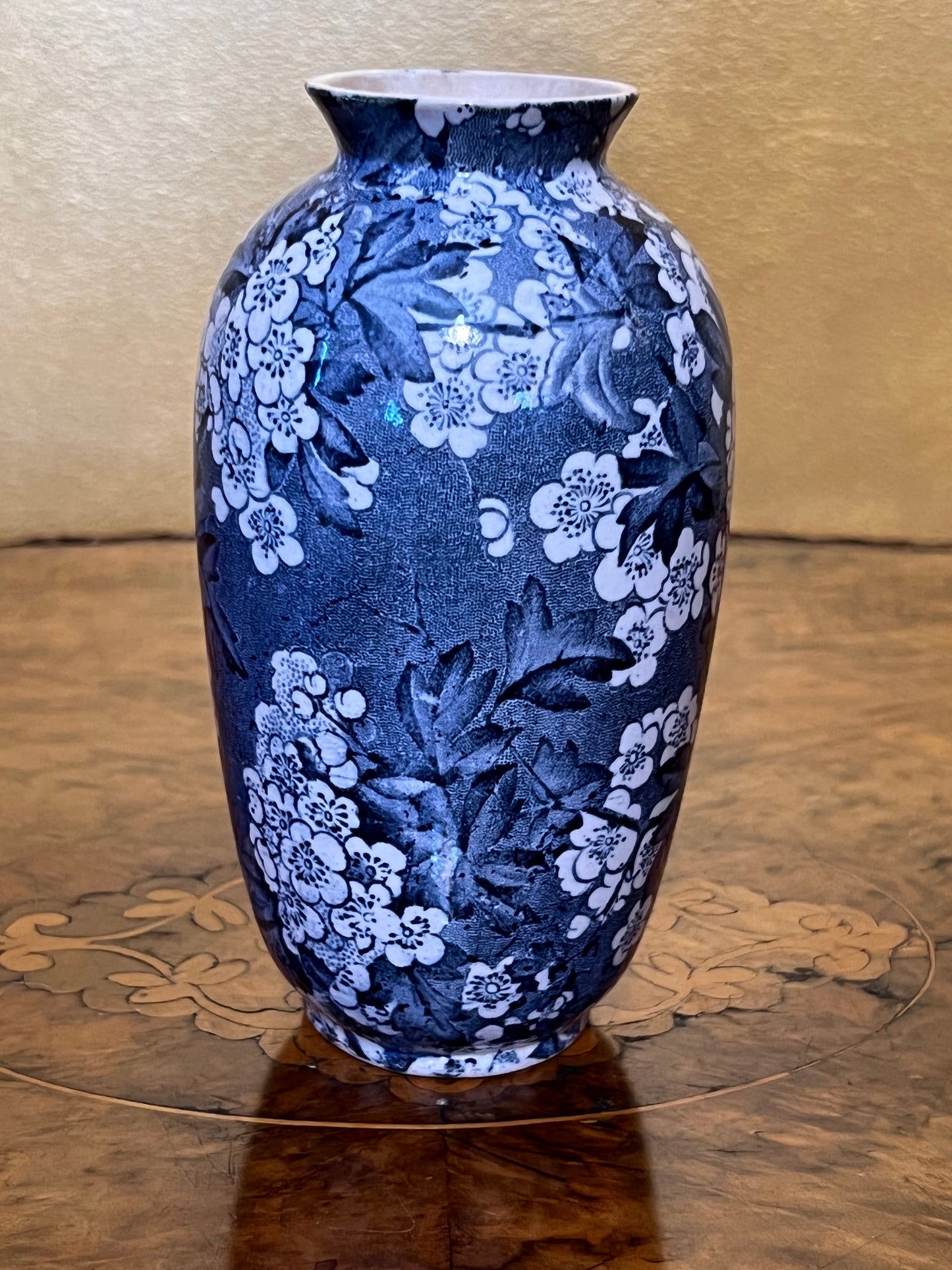 Vintage May Blossom Leighton Pottery Blue Print Vase